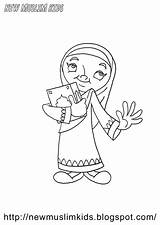 Kleurplaat Muslim Meisje Moslim Musulmana Musulmane Colorare Ragazza Islamismo Disegni Ensino Schoolplaten Religioso sketch template