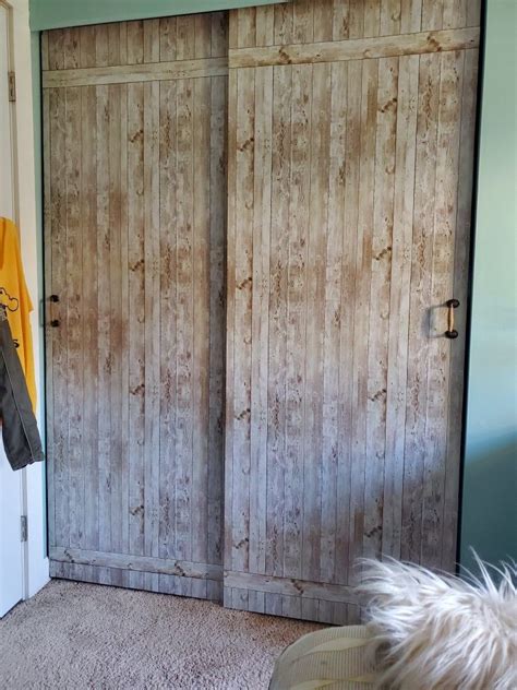 Old Closet Doors Turned New With Contact Paper Old Closet Doors