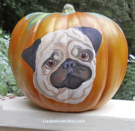 handpainted pug pumpkin pumpkin faux pumpkins pumpkin carving