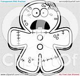 Gingerbread Mascot Zombie Screaming Outlined Coloring Clipart Cartoon Vector Thoman Cory sketch template