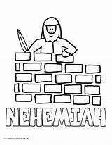 Nehemiah Coloring Wall Bible Builds Kids Crafts Pages Sheets School Sunday Activities Preschool Lessons Rebuilding Color Walls Story Study Toddler sketch template