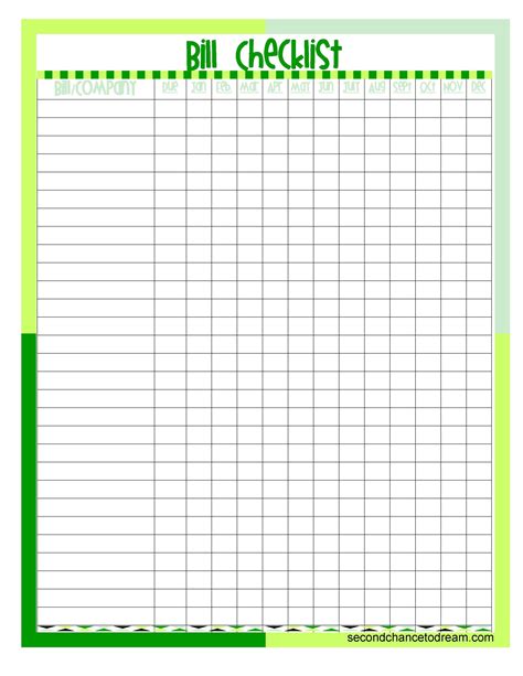 monthly bill list printable calendar template printable printable