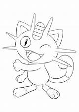 Pokemon Meowth Coloring Pages Kids Generation Original Color Type Dark sketch template