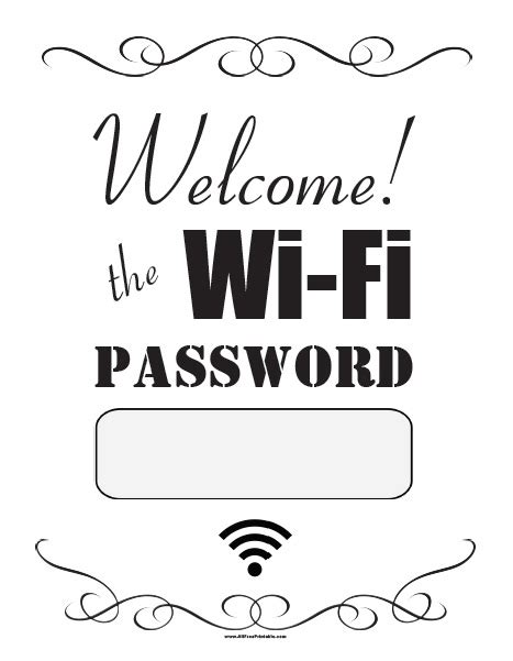 wifi password sign  printable