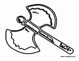Axe Medieval Coloring Pages Colouring Weapons Weapon sketch template