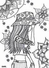 Volwassenen Meisjes Meiden Tiener Volwassen Jaar Herfst Sheets Downloaden Hippie Meisje Kleuren Hippy Uitprinten Creachick Doodle Mandalas Zentangles Bloemen Pintar sketch template