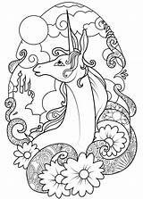 Coloring Pages Unicorn Easy Adults Hard Adult Color Girls sketch template