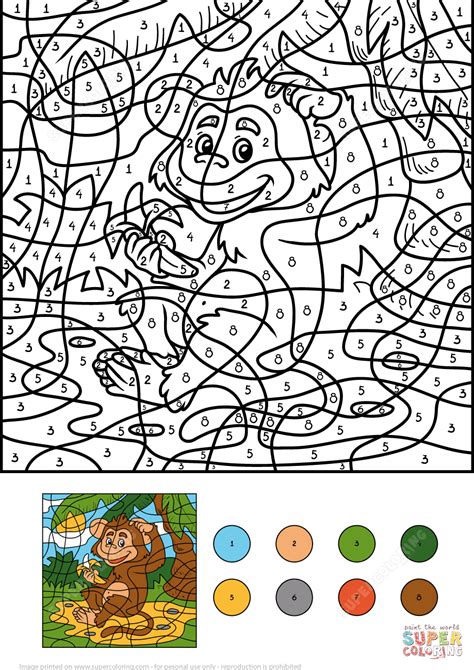 monkey animal   banana color  number super coloring coloring