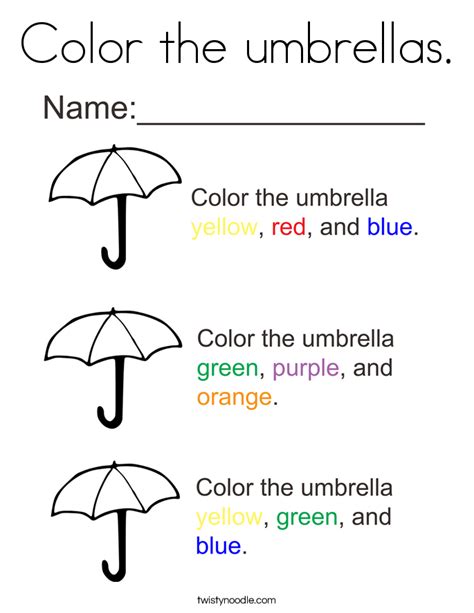color  umbrellas coloring page twisty noodle