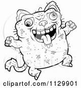 Cat Ugly Outlined Coloring Clipart Vector Cartoon Jumping Sad Cory Thoman sketch template
