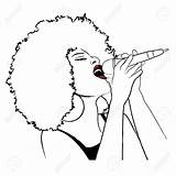 Singer Afro Female Drawing Singing Jazz Girl American Outline Drawings Getdrawings Stock Coloring 123rf sketch template