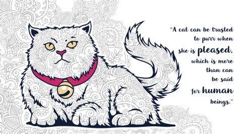 Illustration Of Funny Cartoon Fat Cat Doodle With Quotes