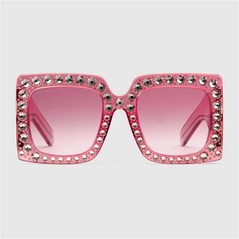 gucci hollywood forever crystal embellished oversized sunglasses in
