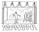 Drawing Stage Audience Theatre Kids Getdrawings sketch template