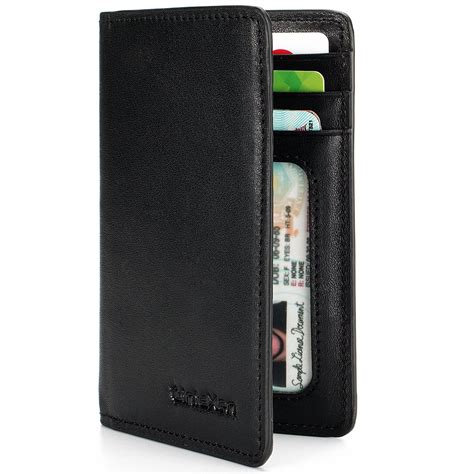 slim leather idcredit card holder bifold front pocket wallet  rfid