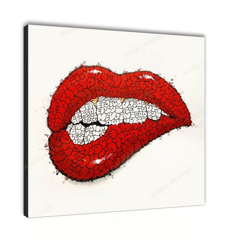 pop art collection red lips new hd print on canvas etsy