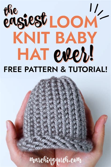 easiest loom knit baby hat  pattern marching north