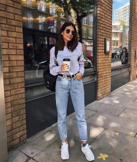 School Outfits Ideas Mom Jeans Pants Street Fashion School Outfits
