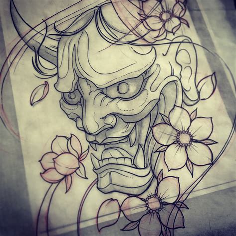 japanese demon mask drawing  getdrawings