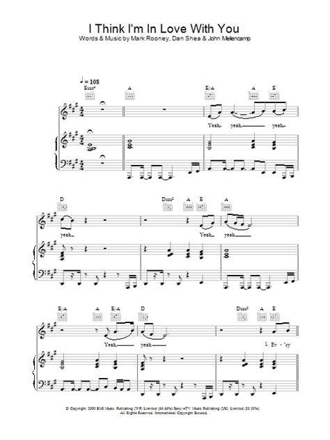 I Think I M In Love With You Sheet Music Jessica Simpson Piano