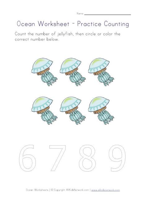 jellyfish counting printable preschool ocean pinterest