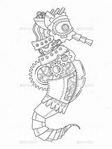 Hippocampe Cavalluccio Omeletozeu Graphicriver Adultes Mechanical sketch template