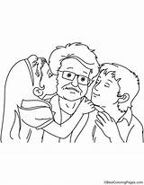 Grandpa Kids Coloring Kissing Pages sketch template