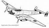 Messerschmitt Bf110 Aerei sketch template