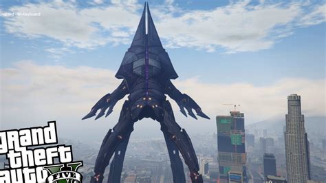 Gta 5 Huge Mass Effect 3 Reaper Ship Mod Youtube