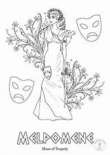 Muses Coloring Greek Nine Pages Mythology Etsy sketch template