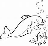 Dolphin Coloring Pages Dolphins Baby Printable Tale Color Adults Animal Pink Cute Easy Colouring Mommy Animals Realistic Print Getcolorings Kids sketch template