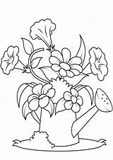 Colouring Watering Flores Malvorlagen Regadera Blumen Tulamama Ausmalbilder Gießkanne Dxf sketch template