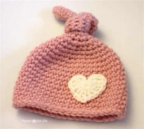 crochet newborn knot hat pattern repeat crafter