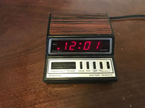 vintage electric alarm clock spartus model  neptune red lcd battery backup  picclick