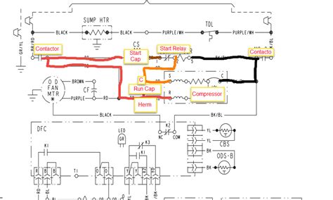 hook   run capacitor   trane xl   orange  red wires