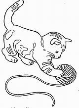 Yarn Coloring Kitten Getdrawings sketch template