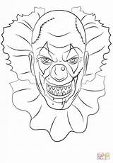 Clown Coloring Faces Pages Scary Getdrawings Drawing sketch template