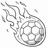 Soccer Ball Coloring Draw Pages Fire Kids Sketch Drawing Flames Football Easy Sport Vector Drawings Coloring4free Flaming Futbol Sports Steps sketch template