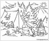 Summer Pages Boy Camp Coloring Sitting Color Nature Online sketch template