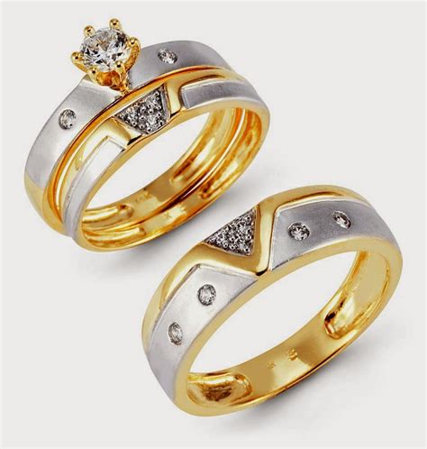 trio diamond silver wedding ring sets  tone gold