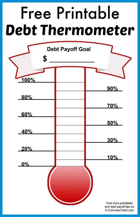 printable debt thermometer debt payoff debt  budgeting money