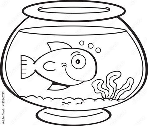 black  white illustration   fish   fish bowl stock vector