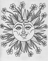 Coloring Pages Hippie Sun Moon Trippy Bing Star Adults sketch template