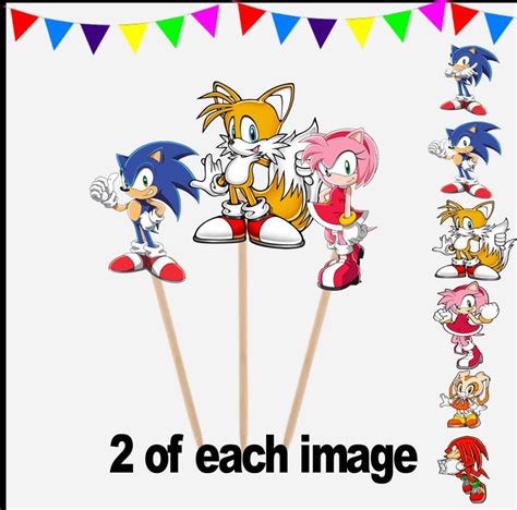 sonic cupcake toppers printable image instant  print etsy