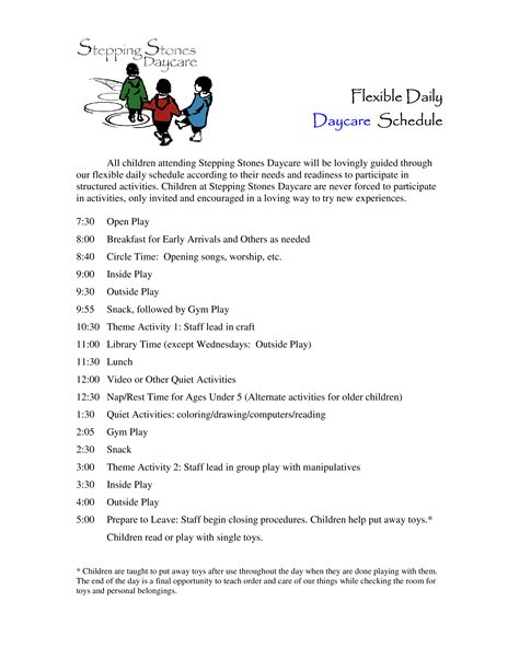 daily daycare schedule templates  allbusinesstemplatescom