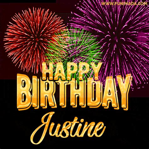 Wishing You A Happy Birthday Justine Best Fireworks  Animated