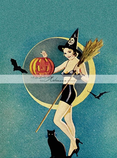Digital Download Printable Art Sexy Witch Pin Up Art Deco Etsy