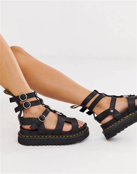 dr martens adaira gladiator leather chunky sandals  black asos chunky sandals fashion