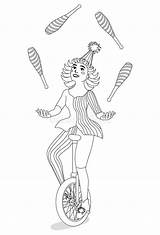 Jongleur Unicycle Juggler Coloring Monocycle Vector sketch template