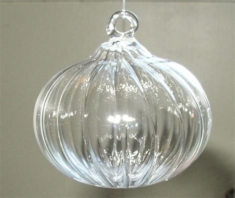 Small Clear Ribbed Glass Ornament Hand Blown By Jenn Goodale